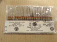 25 Pcs Allen Bradley 330K 1 W 10% Carbon Comp Resistors Distributor Packed