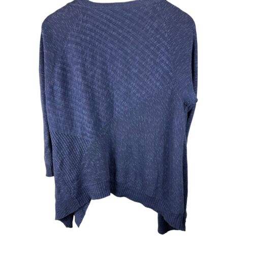Suéter Eileen Fisher Mujer S Mezcla de Lino Manga 3/4 Cascada Frente Abierto Púrpura - Imagen 10 de 19