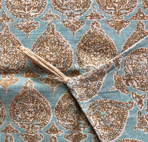 RAOUL TEXTILES Sari Robins Egg Blue Paisley Linen Throw Pillow Cover New - Picture 1 of 3