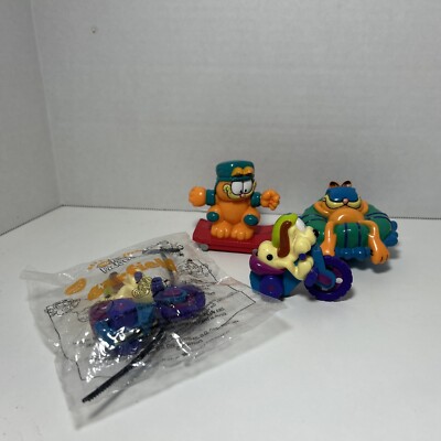 Vintage 1999 Dairy Queen Garfield the Cat Kid's Meal Toys Paws, Cake Toppers
