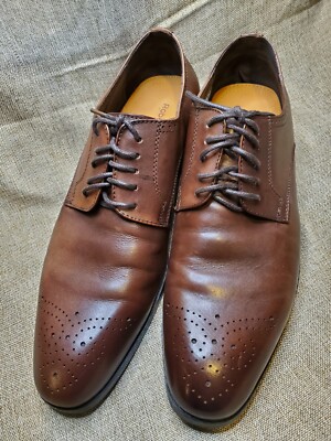 Robert Wayne Vesper Mens Brown Leather Derby Oxford shoes