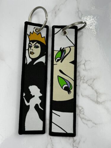 Disney Villain Cartoon Embroidered Double Sided Key Tag Keychain Anime Manga - Picture 9 of 10