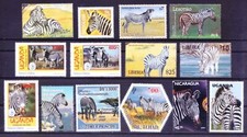 Zebra 14 different MNH stamps on this beautiful wild animal