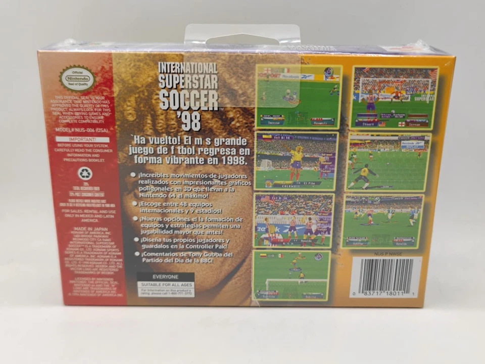 N64 Nintendo N 64 International Super Star Soccer 98 New Sealed Konami - Image 2 of 4