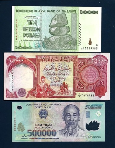 10 Trillion Zimbabwe Dollars, 500, 000 Vietnam Dong & 25, 000 Iraq Iraqi Dinar - Picture 5 of 6
