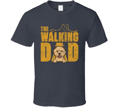 Cairn Terrier Walking Dad Father's Day Worn Look T Shirt