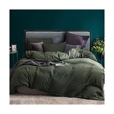 ECOCOTT 3 Pieces Duvet Cover Set Queen 100 Washed Cotton 1 Duvet Cover with ...