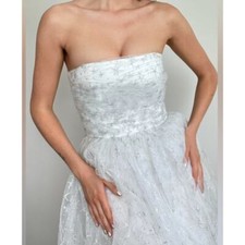 NWT BHLDN strapless maxi Tulle White Dress; Prom Bridal Quinceanera Ball Gown