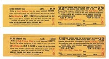 Lot of 2 Red Yellow Cab Co Coupon Ticket to Hertz Toledo Ohio Vintage