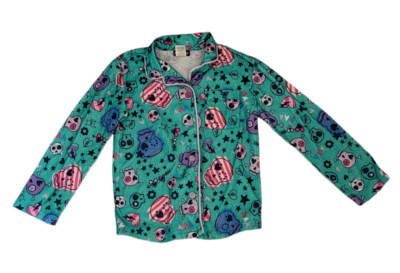 Joe Boxer Girl's Green long sleeve Flannel Skulls and hearts pj set Size S 6x
