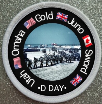 3 Zoll D Day Landings Utah Omaha Schwert Juno Gold Eisen/Aufnähen Patch Abzeichen