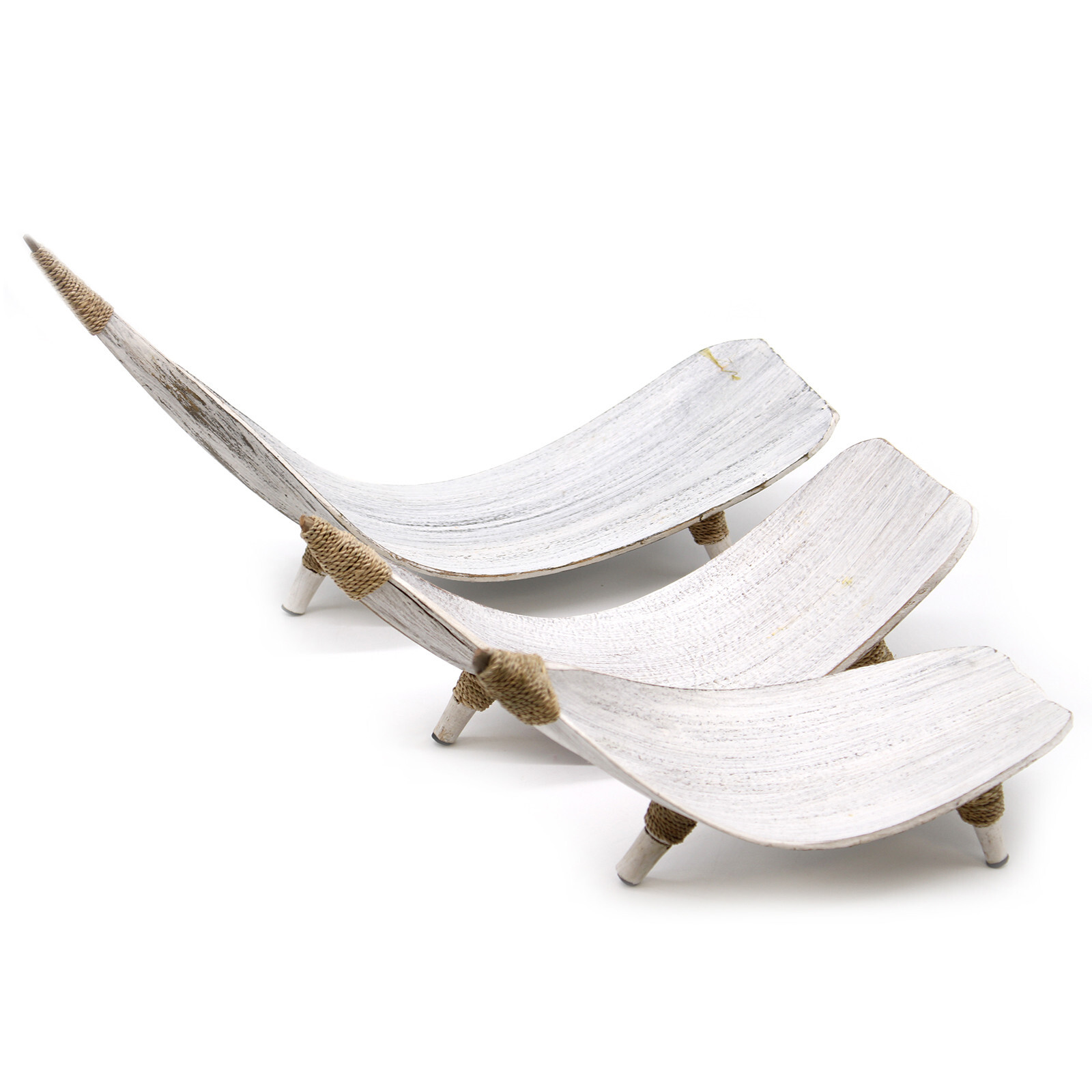 Coconut Leaf -  Set of 3 Fruit Blowls - Eco-Friendly - Colour - Whitewash- NEW
