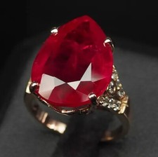 SALE Ruby Blood Red Pear 15.50 Ct. Sapp 925 Sterling SilverRing Size 6.25