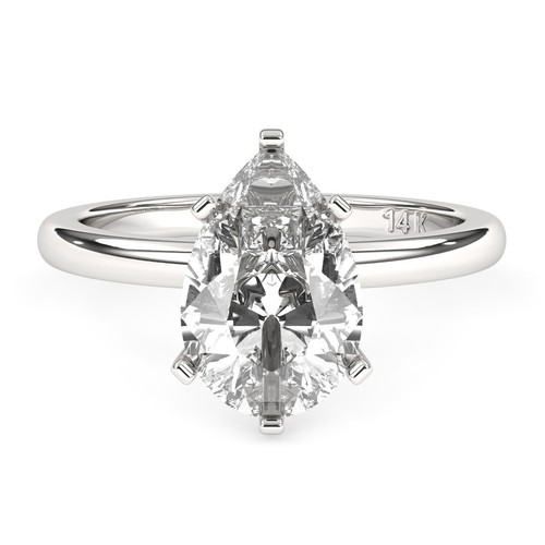 IGI Certified Lab Grown Diamond Engagement Ring 14k White Gold 2ct Pear Cut