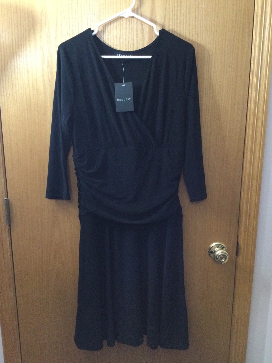 New Rekucci Women's 3/4 Sleeve Fit & Flare Tummy Control Dress, Black- Size 14 | eBay New Rekucci Women's 3/4 Sleeve Fit & Flare Tummy Control Dress, Black- Size 14 | eBay