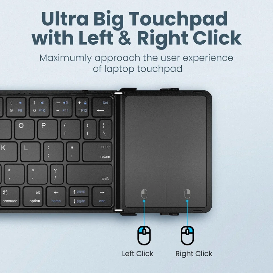 Bluetooth Keyboard with Touchpad Wireless Foldable Keyboard with PU Leather - Image 2 of 4