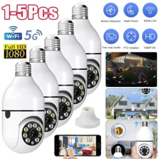 1-5X Lot 1080P E27 Light Bulb Security Camera Wireless WiFi 360° IR Night Smart~