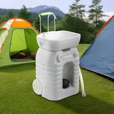 45L Portable Camping Sink with Adjustable Wash Basin Outdoor Hand Wash Station