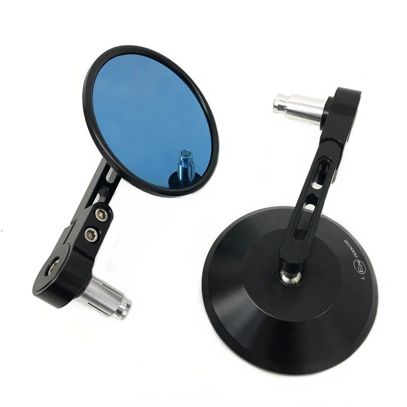 1 Paar Motorrad Lenkerendenspiegel Lenker 7/8'' Schwarz Blau Glas E-geprüft 24 - Bild 3 von 4
