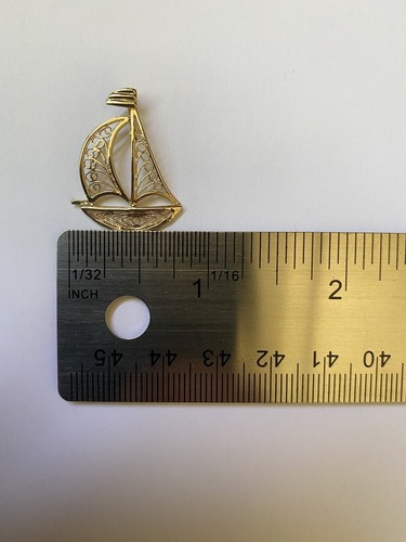 Colgante "VELERO" de filigrana de oro amarillo macizo de 14k, dije--Ancho: 3/4"--Longitud:1" - Imagen 7 de 9