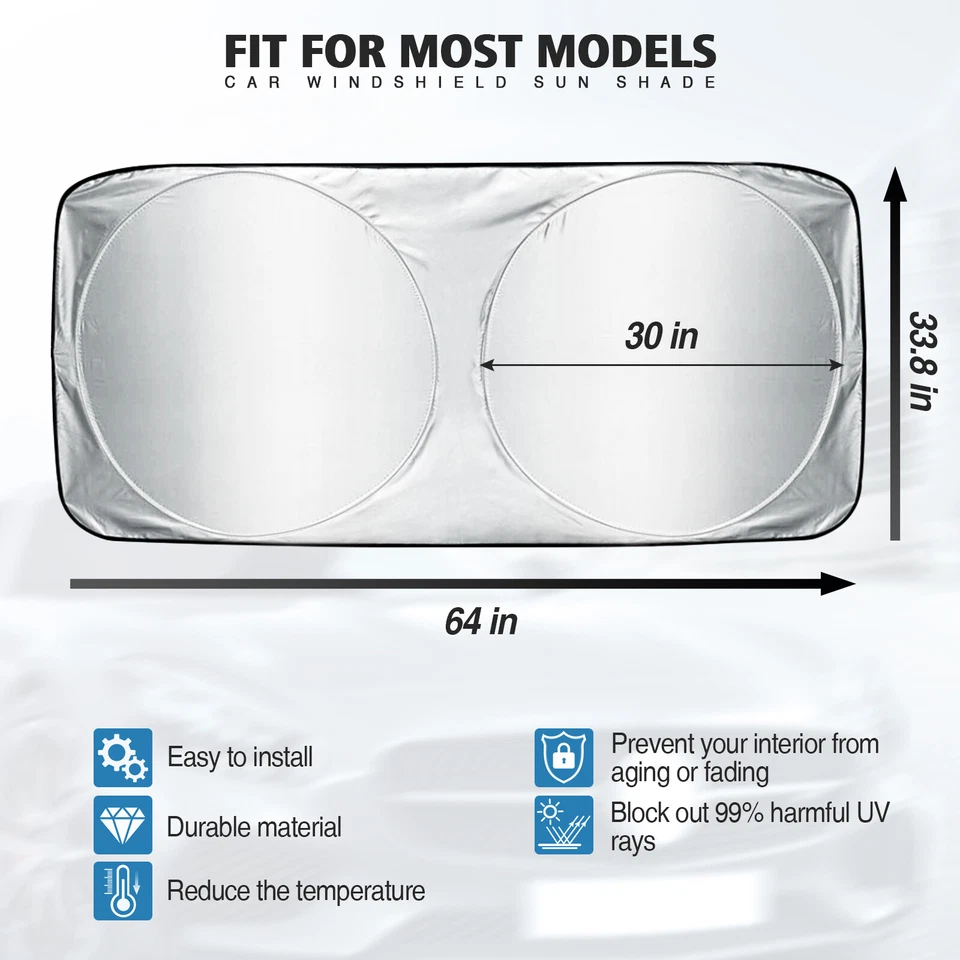 Fit For American Austin Car Windshield Cover Sun Visor Window Shade Foldable - Image 4 of 4