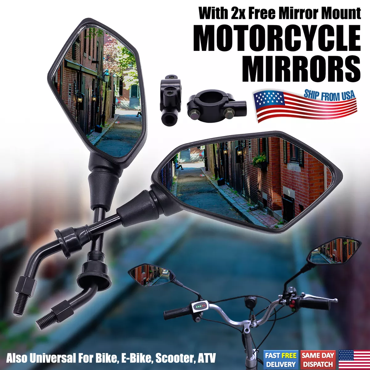 Side Rearview Mirrors for Electric Scooters