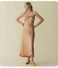 NWT DOEN Calsi maxi silk slip dress in dusty pink beechwood XS