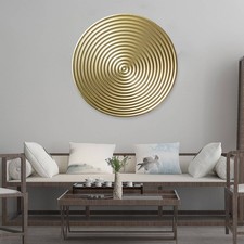 Round Metal Wall Decoration Large Circular Ribbed Wall Plaque Modern & Design