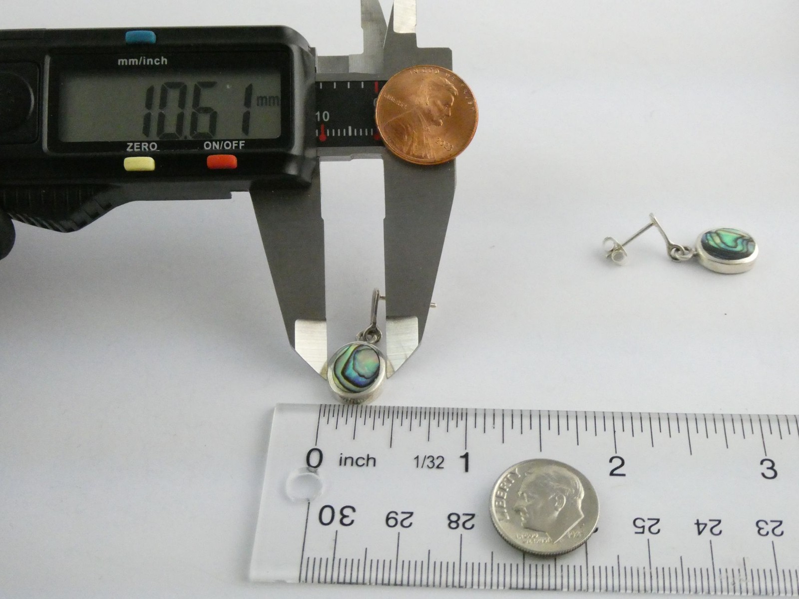 Sterling Silver Abalone Shell Flat Cab Dangling S… - image 12