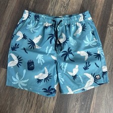 REEF men's M Tropical Swim Trunks Board Shorts Surf Vacay EUC toucan Blue