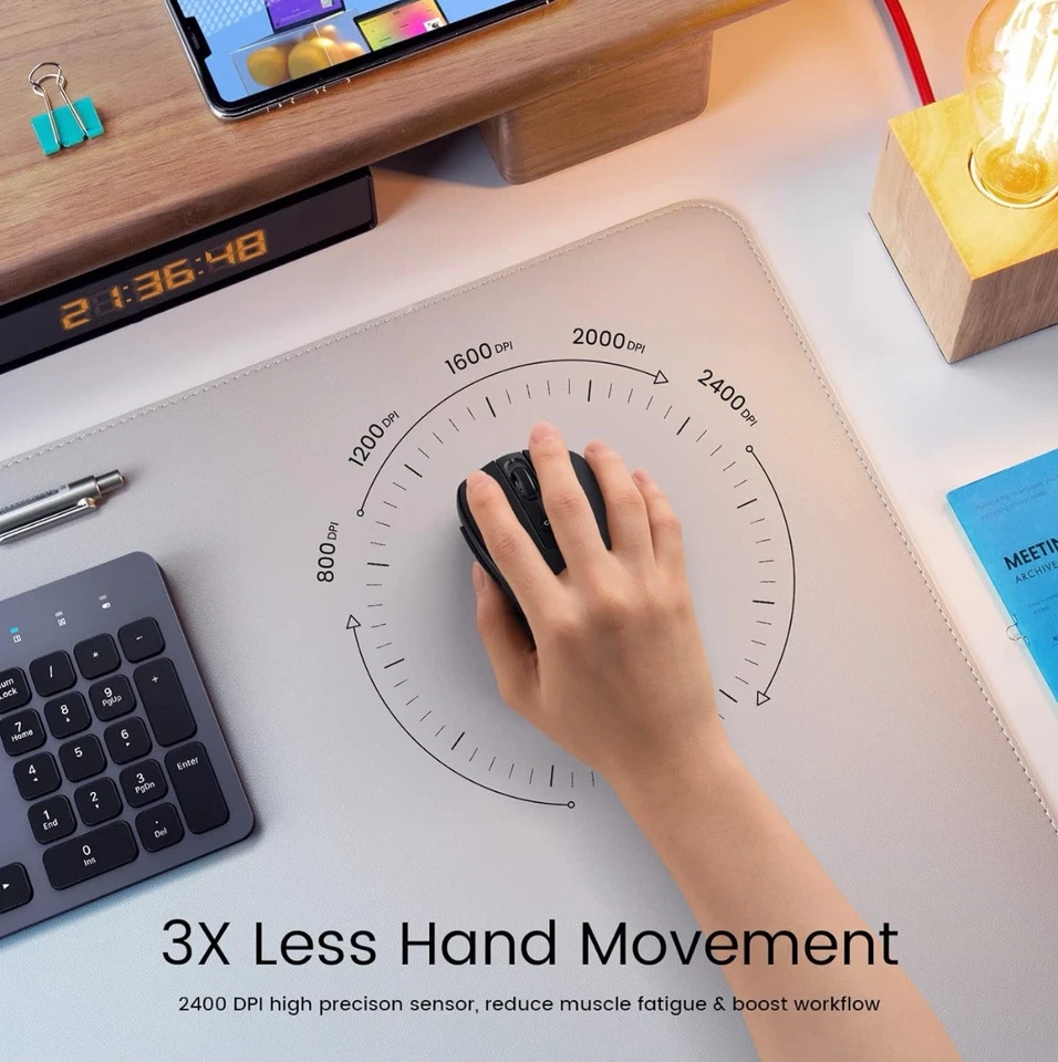 Wireless Mouse D-09 - USB Cordless, Ergonomic Grip, 2400 DPI 5-Level, 16-Month B - Image 3 of 4