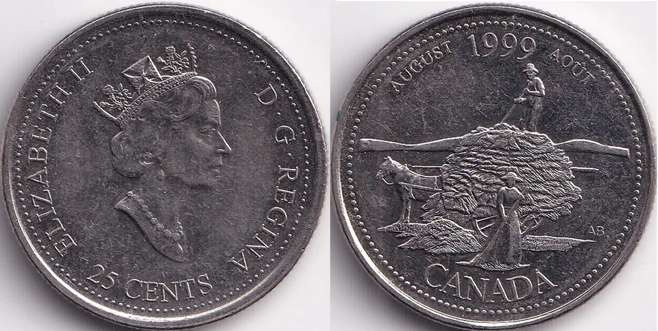 25 Cents 1999 Canada Elizabeth II August Aout - Photo 1/1