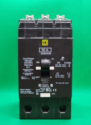 SQUARE D EDB34050 3POLE 480Y/277V 50A CIRCUIT BREAKER [1ES4-1]