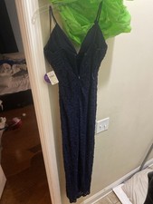 Windsor Blue Sequin Formal Gown Size Small Spaghetti Strap - New w/Tag