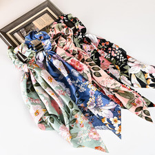 4-Piece Satin Hair Scarf Scrunchies for Women Girls, No Damage Cute Hair Ties wi