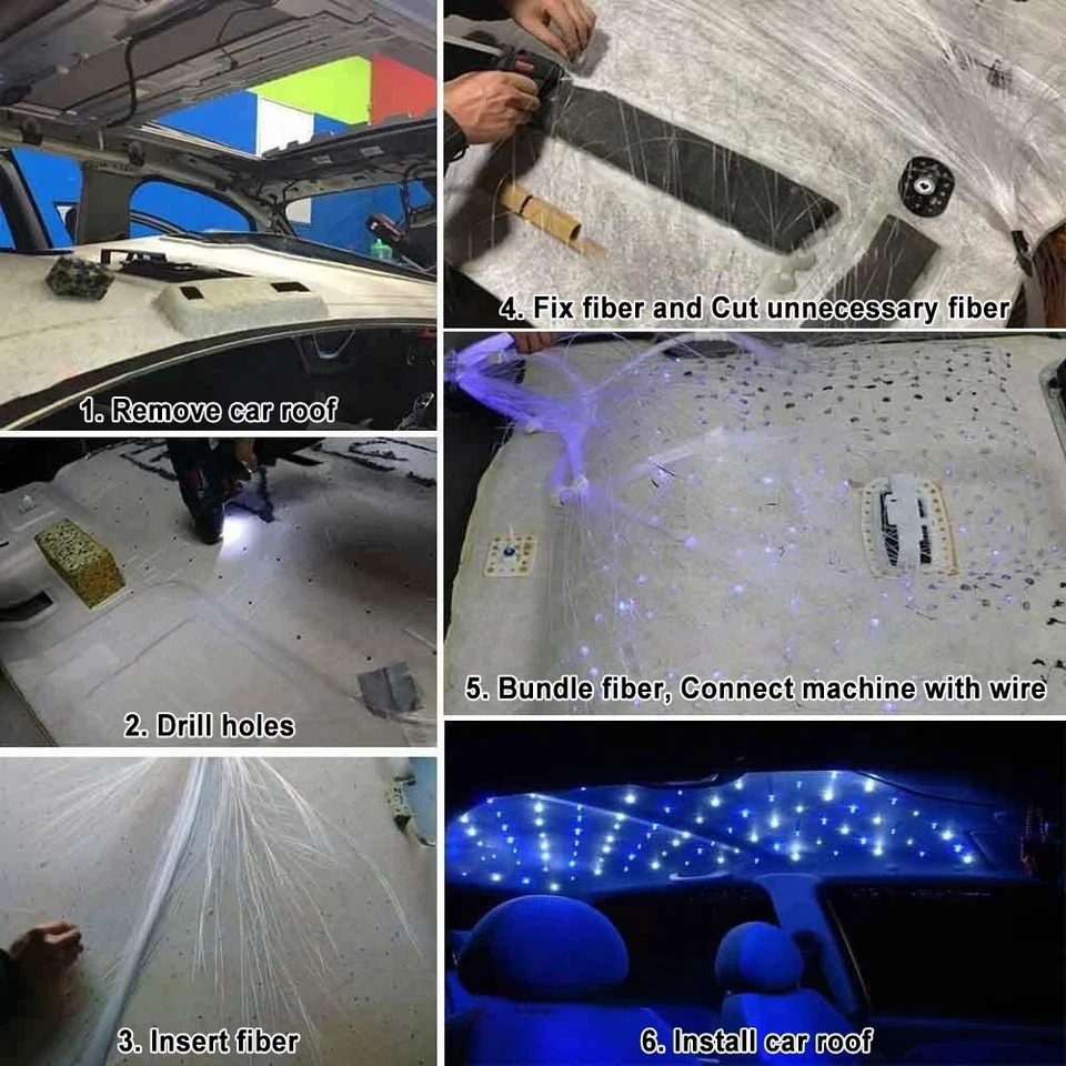 1500 pcs Home Car Headliner Star Light kit Roof Ceiling Lights Fiber Optic - Image 4 of 4