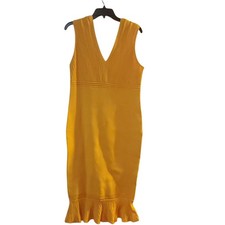 New York & Company Yellow Midi Dress