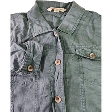 Coldwater Creek Jacket 100 Linen Women PXL Green Casual Coastal Workwear