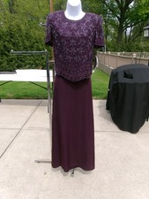 NWT ADRIANNA PAPELL PLUM BEADED SILK FORMAL TOP SKIRT SET 12