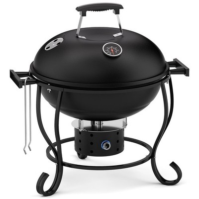Portable Grill with Fan-Assisted Airflow, 17-Inch Small Kettle BBQ Grill, Bui...