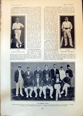 Alter Druck Somerset Eleven Cricket Team J Vine Batsman Bowler R Abel 1902 20th