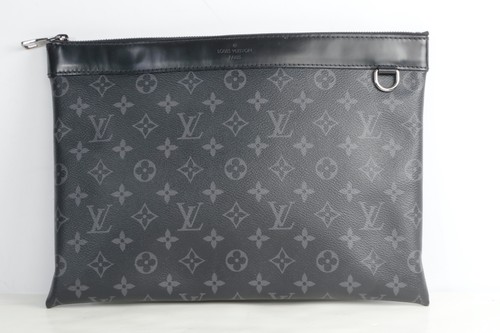 Louis Vuitton Monogram Eclipse Pochette Discovery GM Clutch Pouch Document Case