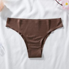 Seamless Thong Panties Women's Mid Rise Solid Stretch Breathable Comfort Fit