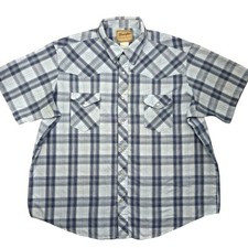 VTG Wrangler Pearl Snap Men  s Cowboy Western Rodeo Plaid Short Sleeve Shirt 2XL