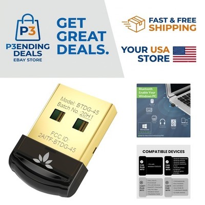 USB Bluetooth 5.0 Adapter for Windows PCs - Connect Headphones, Speakers & More
