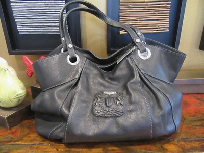 NWT TENTAZIONE DUE LEATHER LARGE Black Tote handbag in Black Color