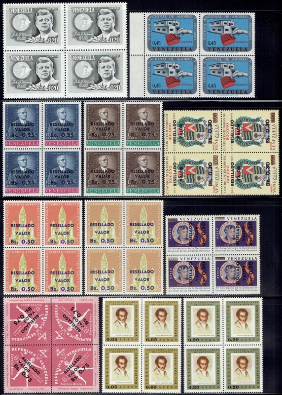 Venezuela #12 - 11 different MNH blocks of 4