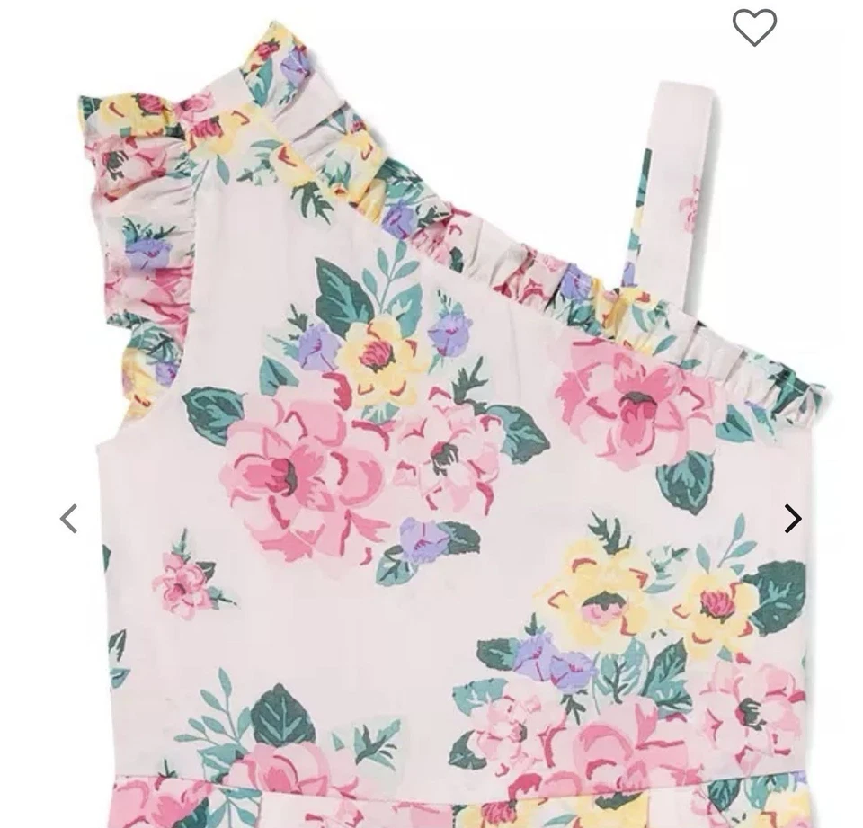 Nuevo sin etiquetas Mameluco Floral Rosa Janie & Jack Talla 12 Jardín Volantes Un Hombro Algodón Foto 2 de 4