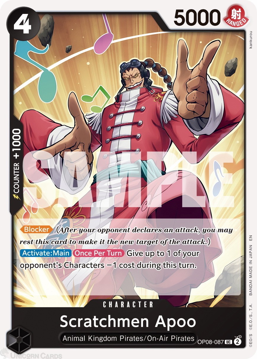 OP08-087 Scratchmen Apoo : Uncommon Normal English One Piece TCG Card : PRB02: O