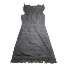 J.CREW Women's size 2 Cap Sleeve Ruffle Black Lace Dress Ruffled Hem